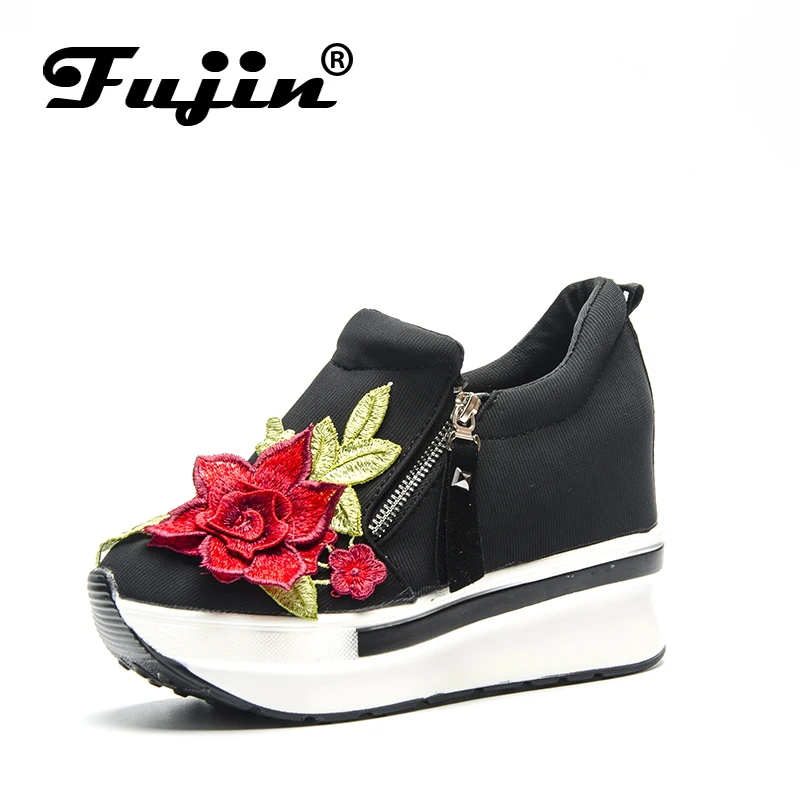 Fujin/Брендовая обувь на платформе со стразами Вулканизированная для женщин