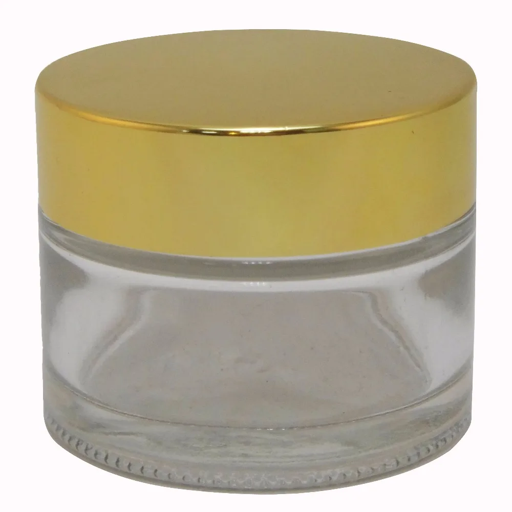 1 шт. 100 мл прозрачная стеклянная банка для макияжа крем с золотой алюминиевой