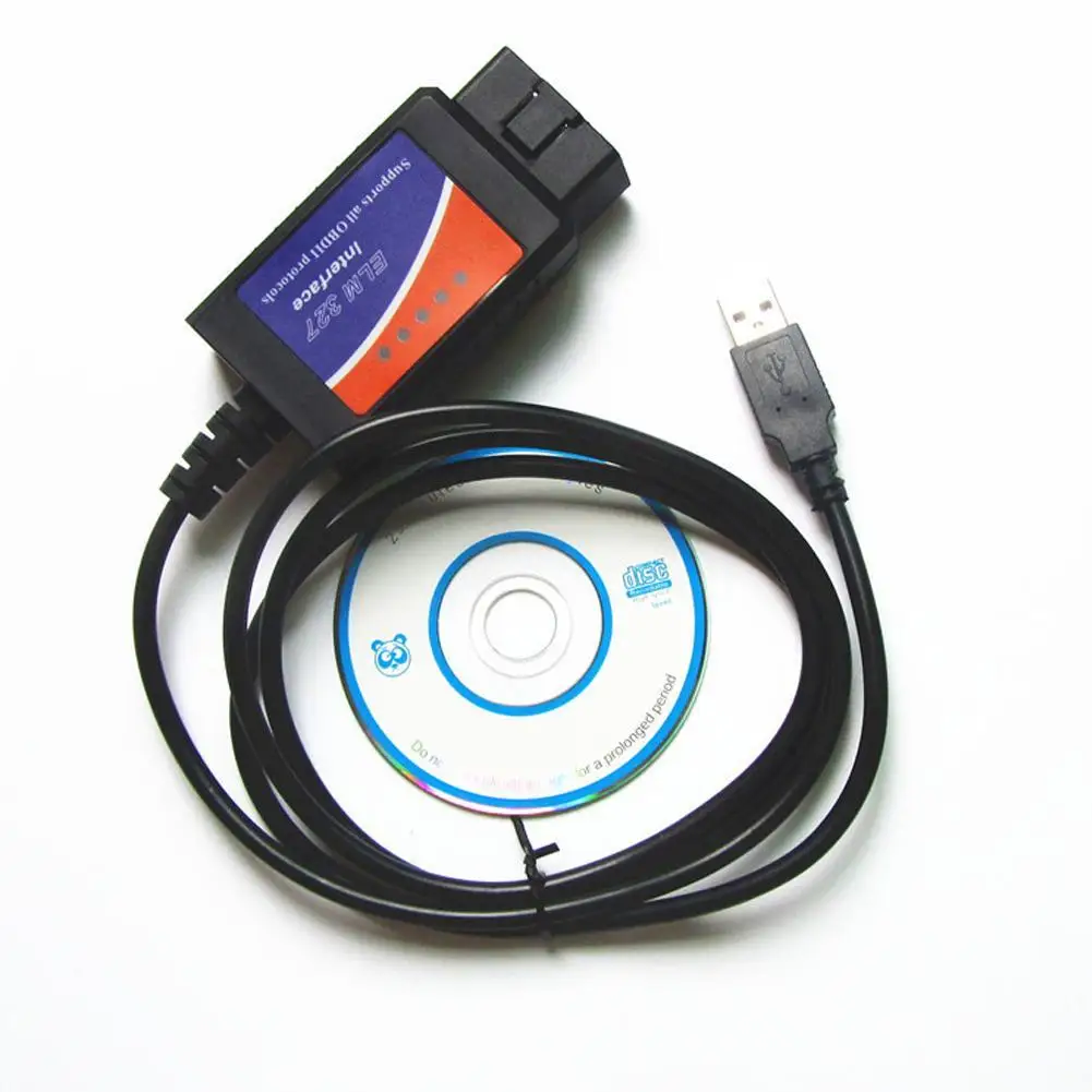 Автомобильный диагностический инструмент ELM327 USB пластик OBD2 версия V1.5 ELM 327