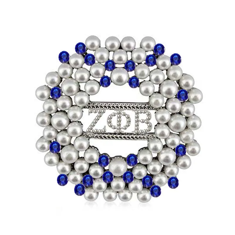 

Прямая поставка ZETA PHI BETA Sorority круглая форма ZPB жемчужные булавки брошь ювелирные изделия