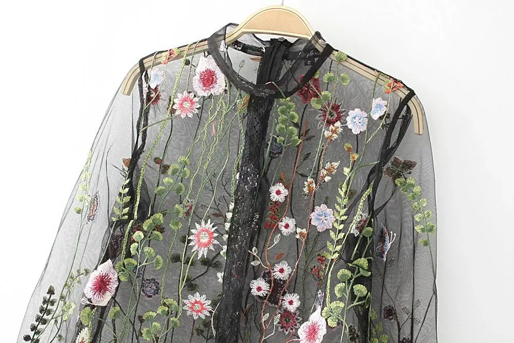 Для женщин Sexy Красочные Цветочные embrodiery перспектива сетки Кружево крючком
