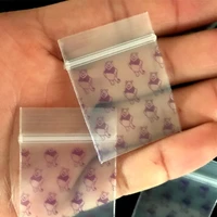 hot 100 pcscartoon new tobacco bag sealed bag storage bag transparent purple bear pattern with holder tobacco bag