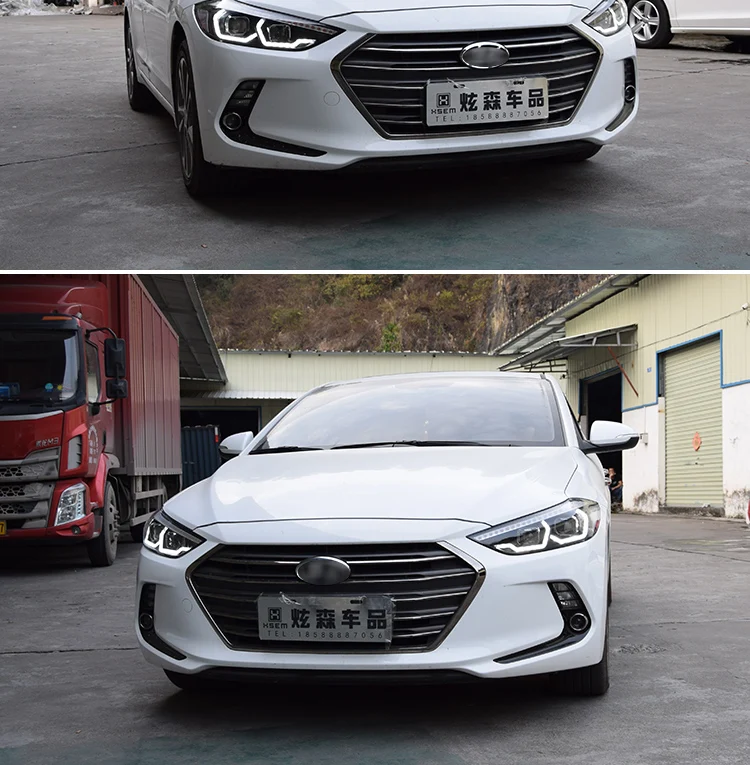 Автомобильный Стайлинг для фары для автомобиля Hyundai Elantra- светодиодный фонарь DRL Bi Xenon объектив Высокий Низкий Луч парковочная противотуманная фара