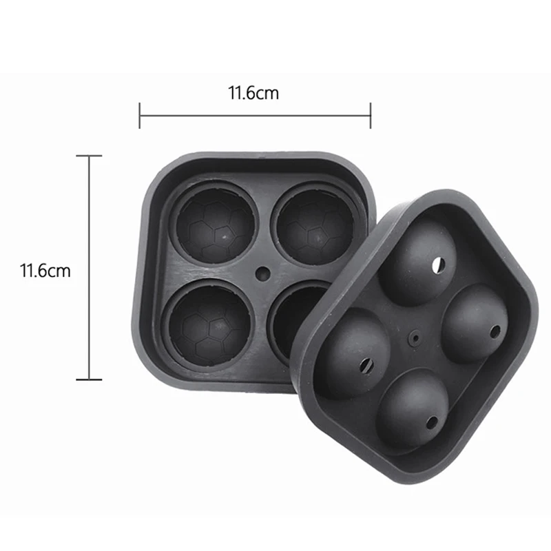 Wind flower 1pc Cocktail Whiskey DIY Football Shape 3D Silicone Ice Cube Mold 4 Cavity Ball Maker Kitchen Bar Cream Tool | Дом и сад