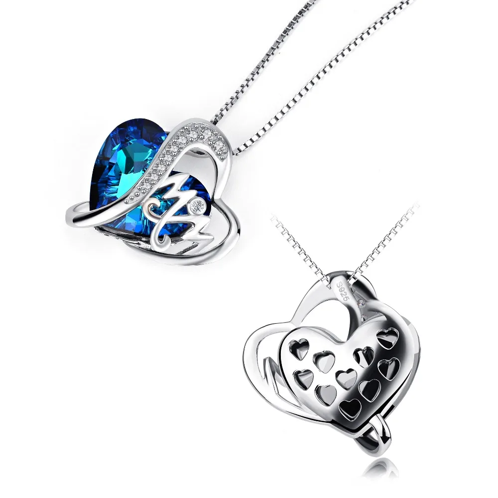 AOBOCO Brand Blue Heart LOVE кулон для мамы ожерелья с кристаллами Сваровски подарочными