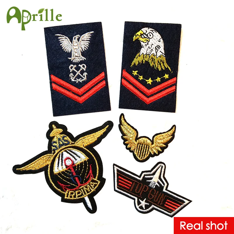 Conjunto militar con bordado de águila para ropa, parches con logotipo de motorista del ejército para planchar ropa, apliques con motivo de insignia, 5 uds.