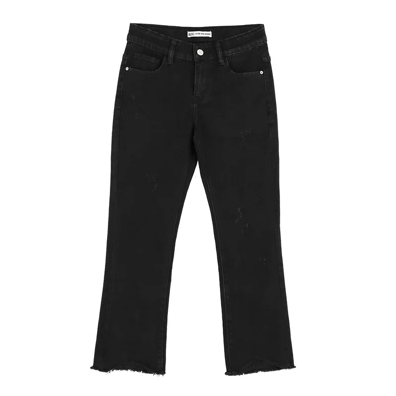 Женские джинсы-капельки LEIJIJEANS черные эластичные брюки до щиколотки со средней