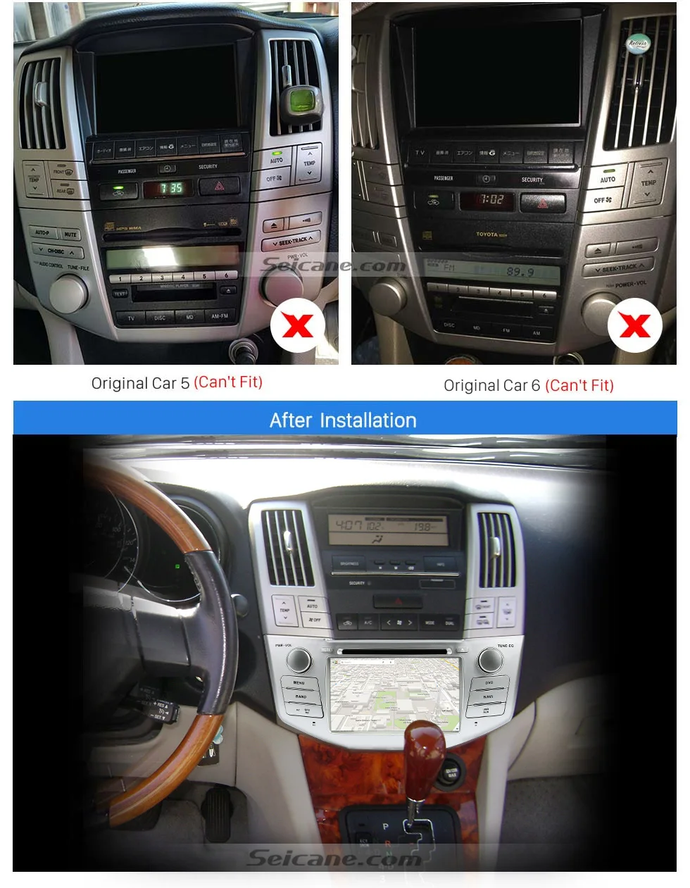 Seicane " 2din HD сенсорный экран Android 8,0 DVD мультимедиа Bluetooth gps для Toyota Harrier lexus rx300 330 350