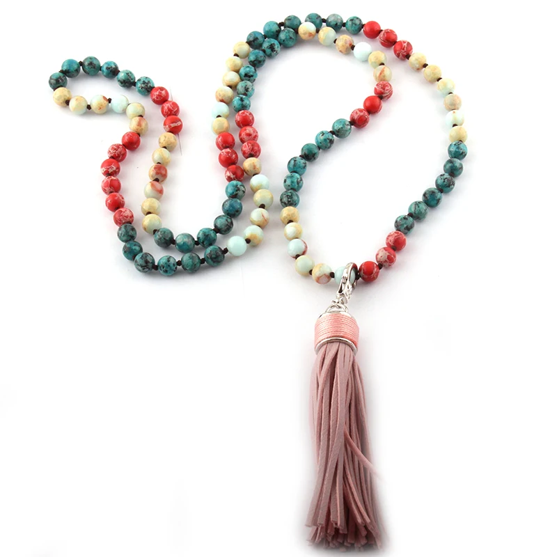 MOODPC модные богемные этнические ювелирные изделия 108 шт. Mala Beads Multi Stone узелковое
