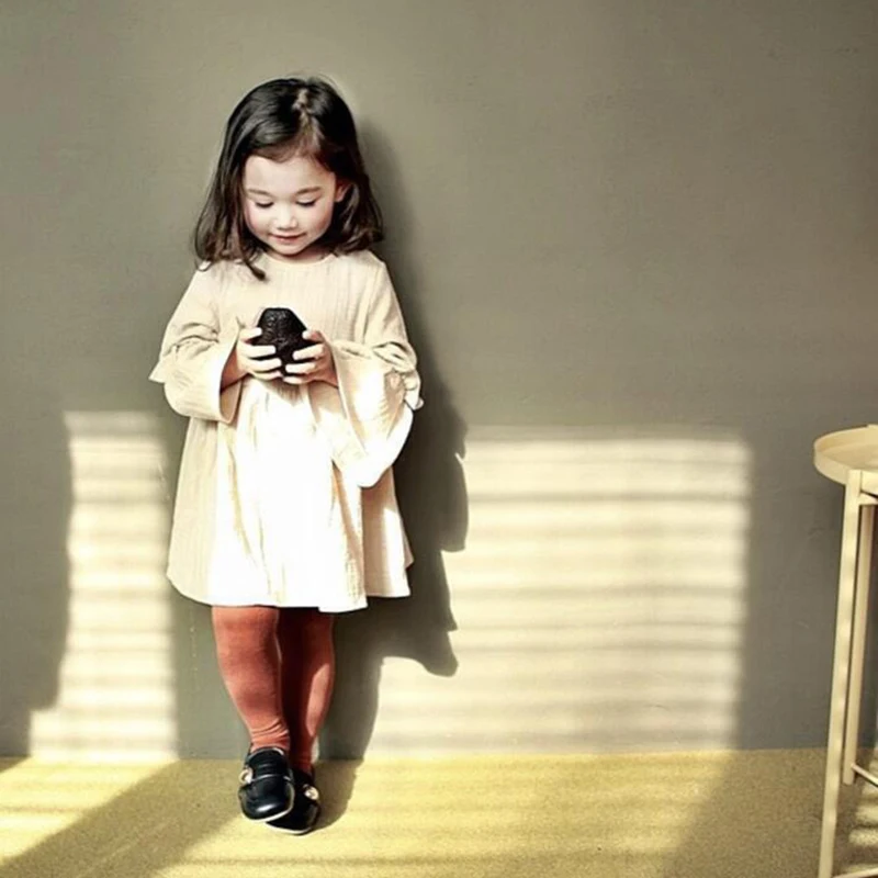 Платье для девочек в европейском и американском стиле летняя льняная одежда