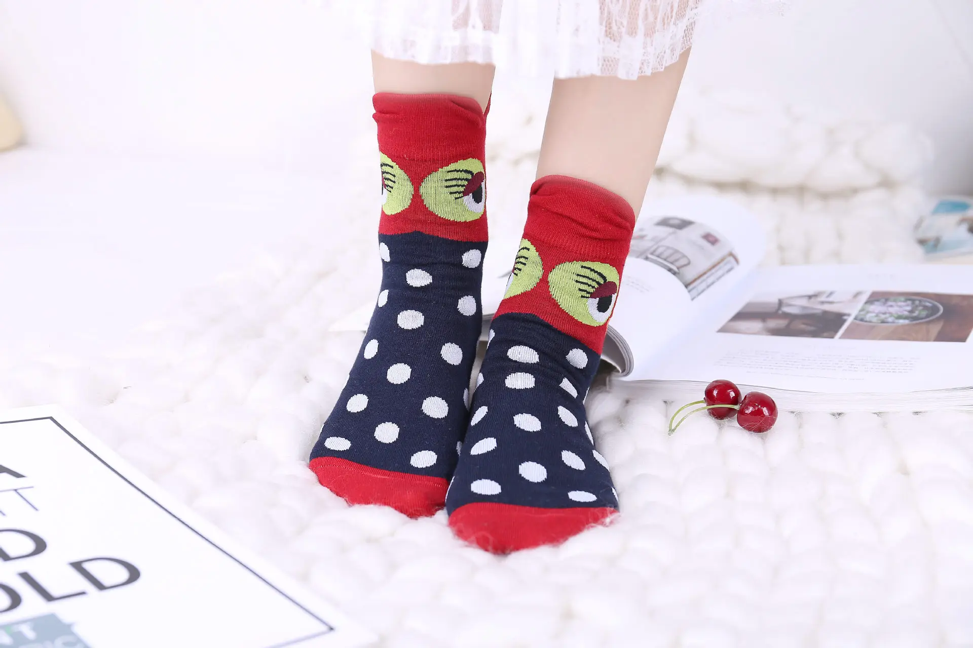 Hot Women's Funny Pattern Combed Cotton Crew Owl Socks Fashion Style Unisex Colorful Casual Ladies Wedding Socks NS9048