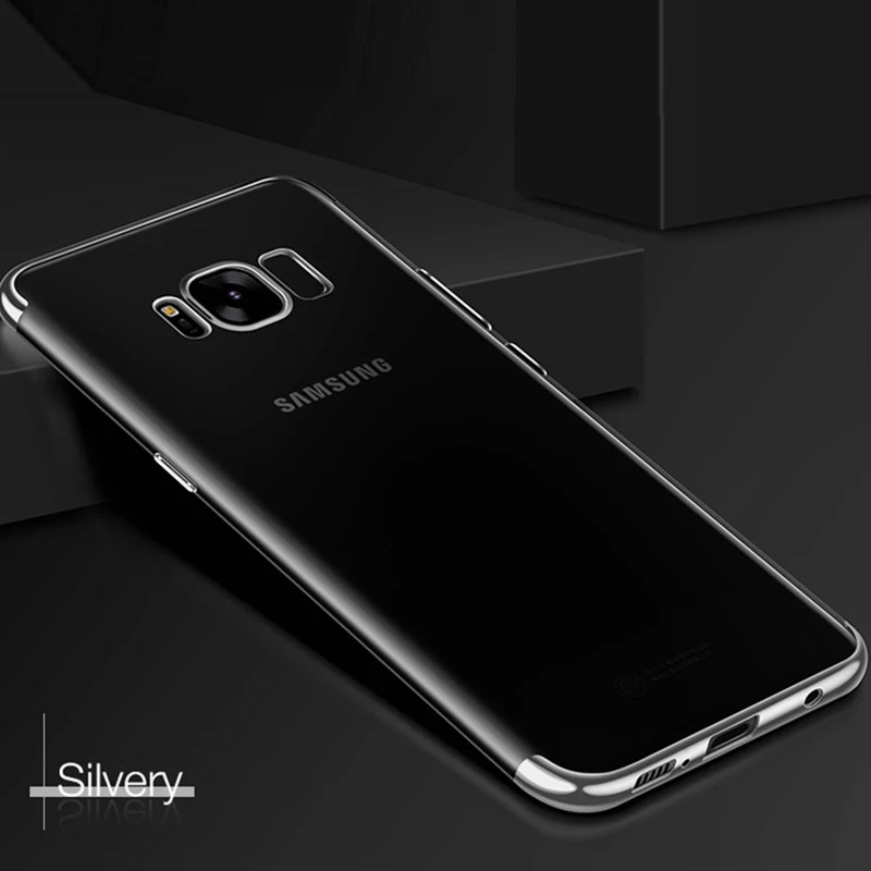 Серебристый Покрытие Мягкий силиконовый чехол для samsung Galaxy S8 S9 S6 S7 край A3 A5 A7 J3 J5 J7 Prime J4 J6 J8 A6 A8 плюс крышка - Цвет: Серебристый