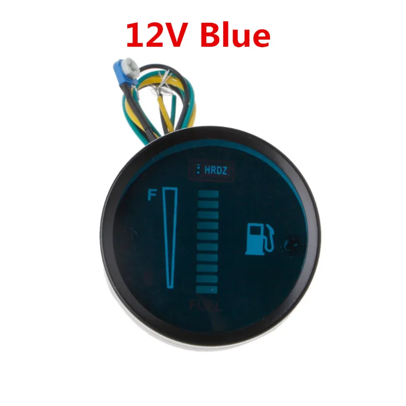 12V Blue 12 В/24 В Универсальный " 52 мм Автомобильный мотоцикл измеритель уровня топлива 8 Светодиодный светильник дисплей Прямая поставка - Цвет: 12V Blue