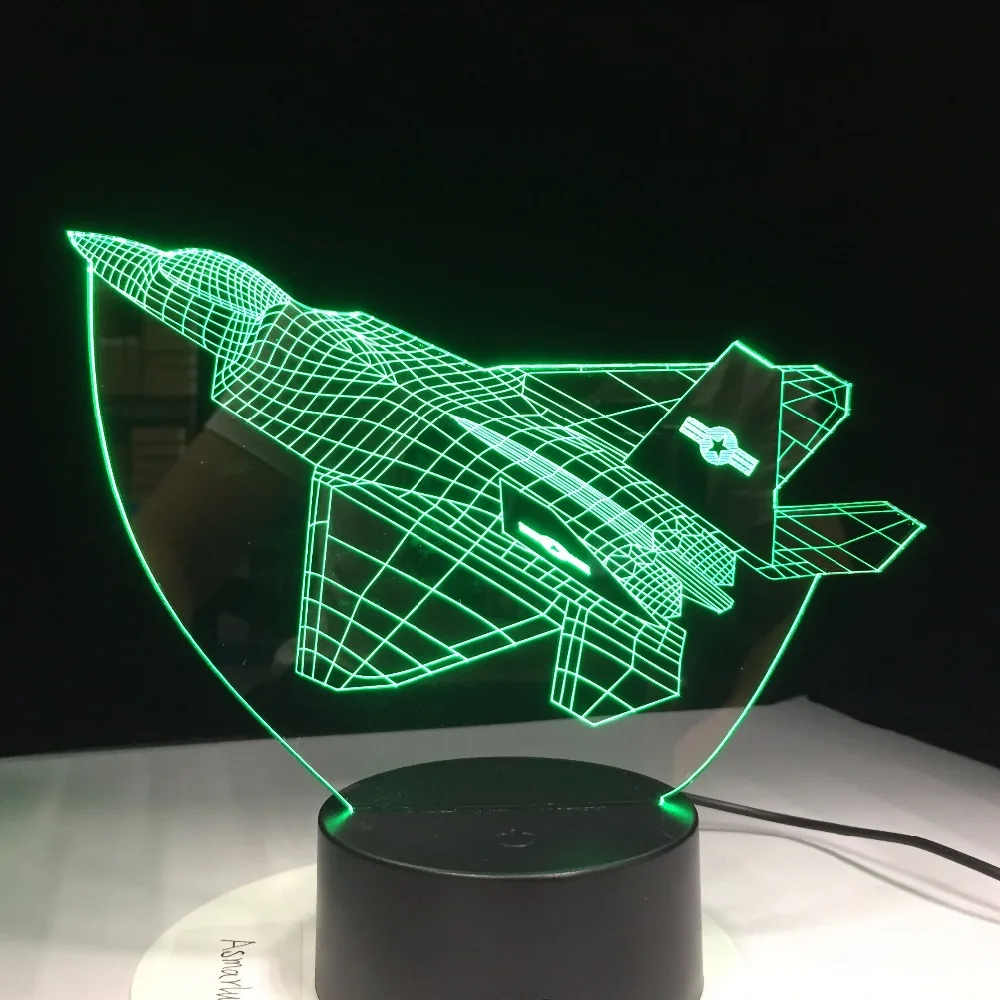 3D светильник новинка иллюзионный самолёт Воздушная Ночная лампа USB