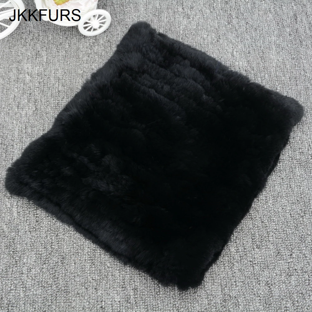 JKKFURS женский меховой шарф из меха кролика рекс шаль глушитель мягкий высококачественный зимний теплый шарф S7127