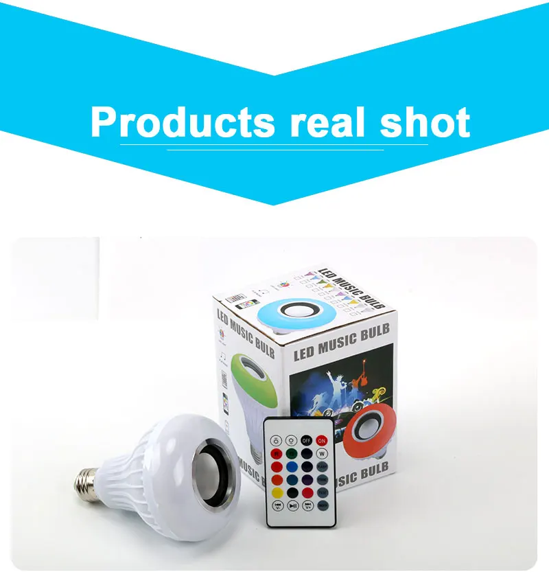 Смарт E27 RGB Bluetooth динамик Светодиодная лампа 12 Вт Музыка Воспроизведение Регулируемая Беспроводная Светодиодная лампа с 24 клавишами дистанционного управления