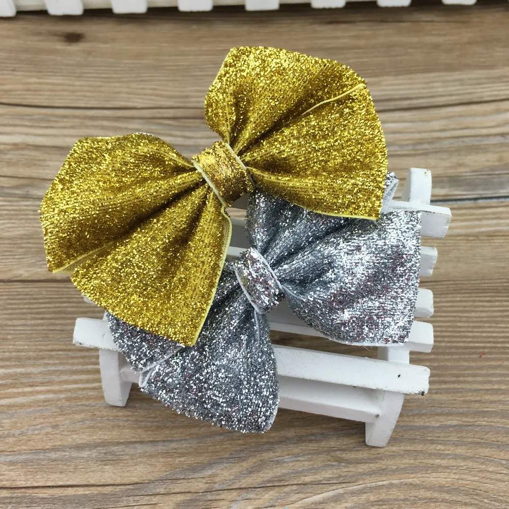 Новый стиль 4 дюйма Блестящий бант для волос девочек с клипсой блестки детей хит