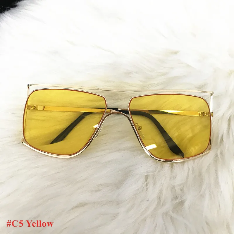 c5 yellow Emosnia оправы золотистые женские прозрачные солнцезащитные очки Для мужчин Брендовая Дизайнерская обувь пилот, солнцезащитные очки с большой оправой солнцезащитные очки с вогнуто-выпуклыми линзами, женские очки с оправой - Цвет линз: c5 yellow