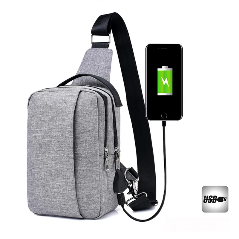 2018 Baellerry зарядка через usb Crossbody Груди Мешок Один плечевой ремень груди Слинг