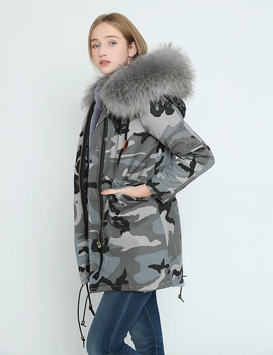 OFTBUY длинная Камуфляжная парка зимняя куртка пальто женское пальто из натурального меха парки Большой натуральный мех енота воротник теплый толстый мех