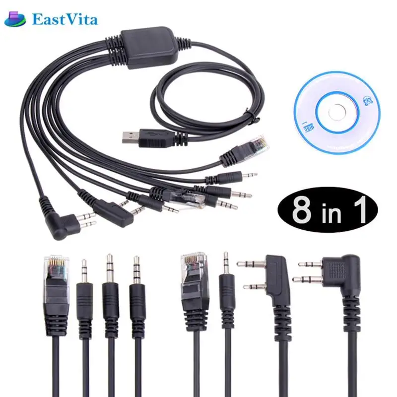 EastVita C2102 Чип 8 в 1 USB кабель для программирования с CD Baofeng и Motorola AXU4100 AXV5100 Kenwood TYT QYT Radio