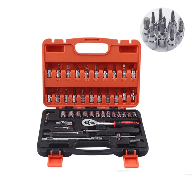 46 шт. универсальный набор инструментов для ремонта автомобиля 1/4 дюйма