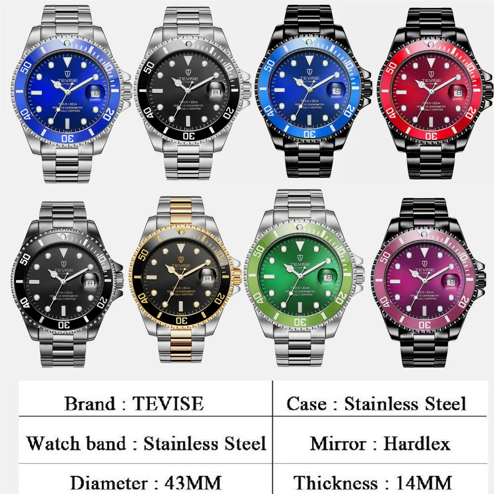 Топ бренд класса люкс модные TEVISE Relogio Automatico Masculino Мужские механические часы