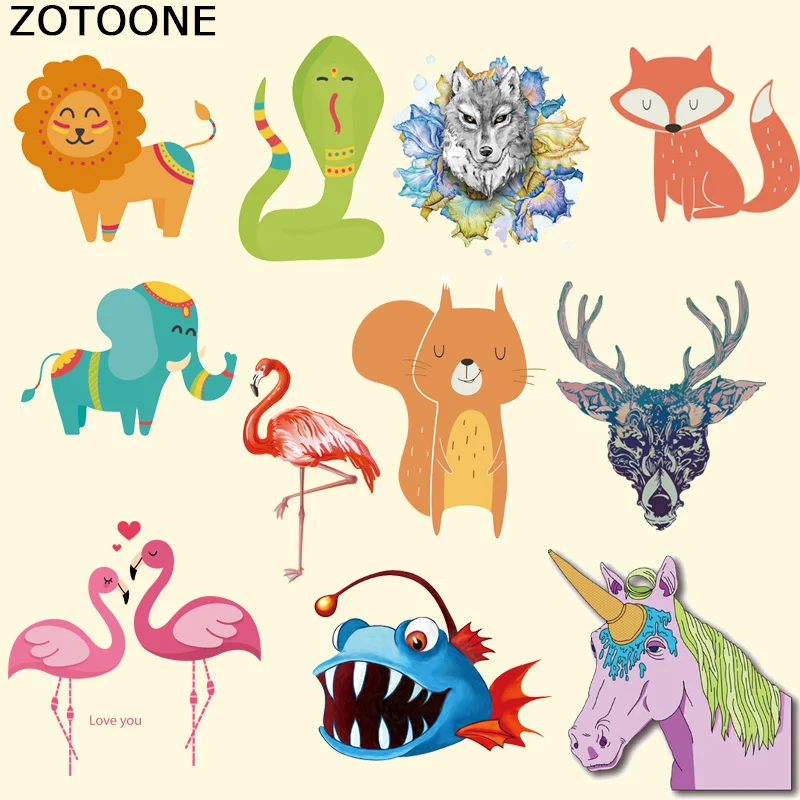 Нашивка ZOTOONE с единорогом фламинго Мультяшные термоклейкие Переводные нашивки