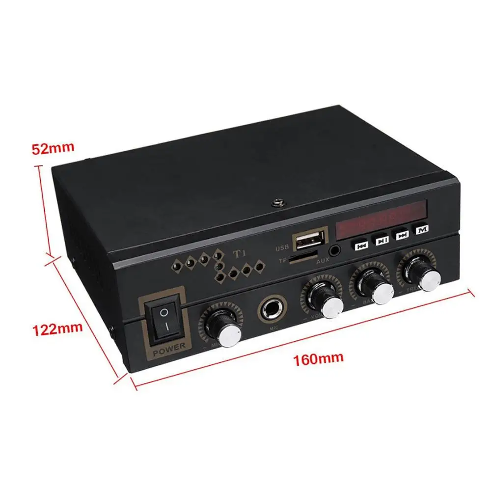 Домашний аудио усилитель с микрофоном Bluetooth 2.0CH/USB/TF/FM/AUX воспроизведение