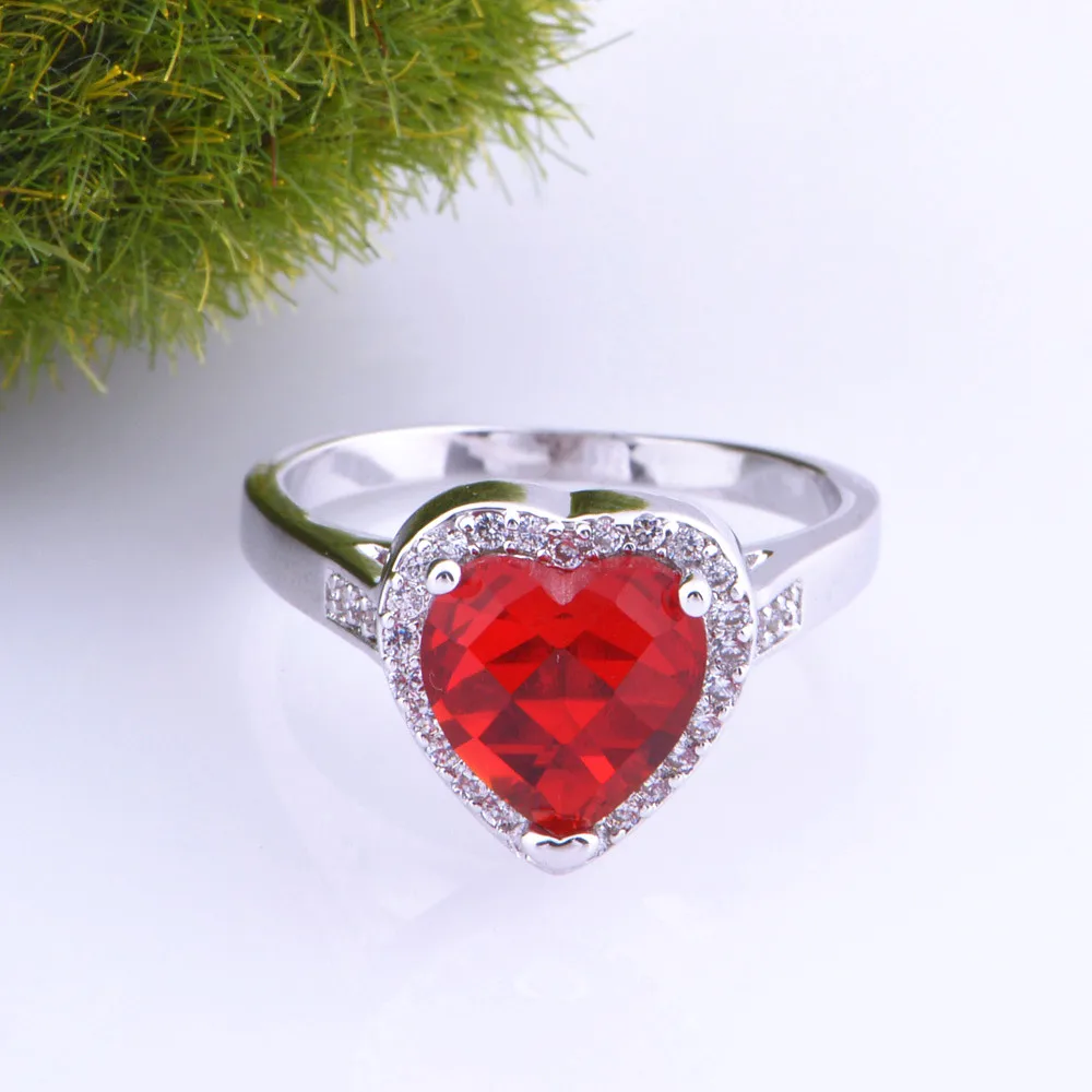 Almei Buy Bulk China Bridal Cubic Zirconia Ring for Women Silver Color Female Rings Wedding Anel Jewelry Crystal Love Heart J123 | Украшения