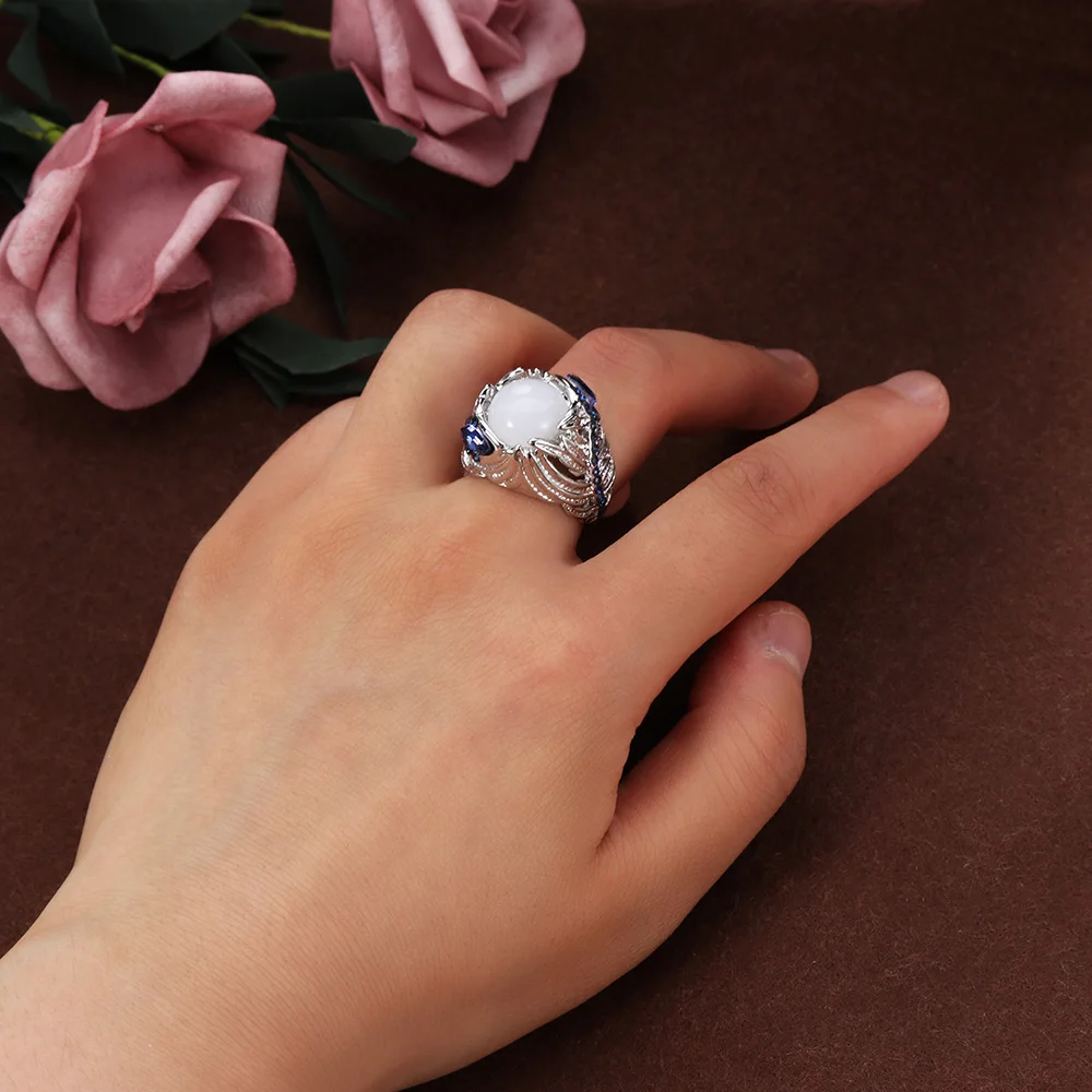 1 шт. модное женское элегантное кольцо невесты с лунным камнем для свадебной