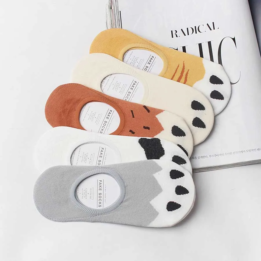 Японская мода Harajuku Calcetines Mujer Мультяшные животные кошка коготь Симпатичные носки