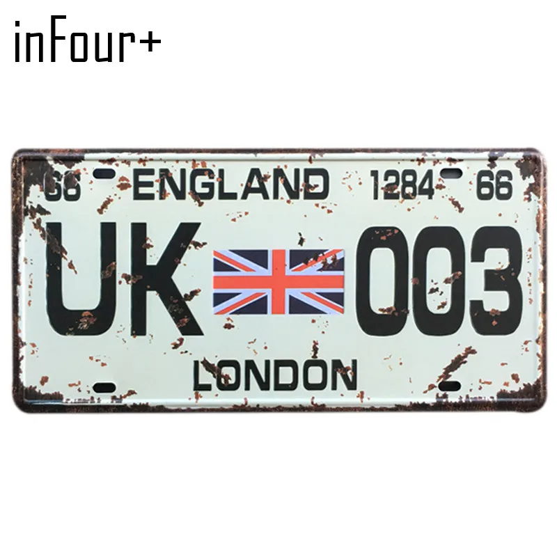 [InFour +] UK 003 номерной знак металлическая табличка номер автомобиля жестяная