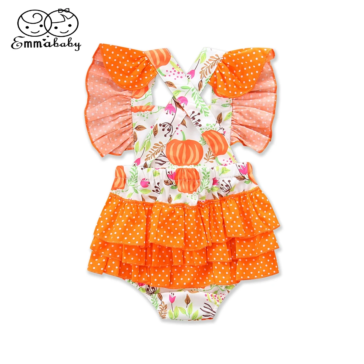 Emmababy новорожденных для маленьких девочек мультфильм тыквы комбинезон летняя