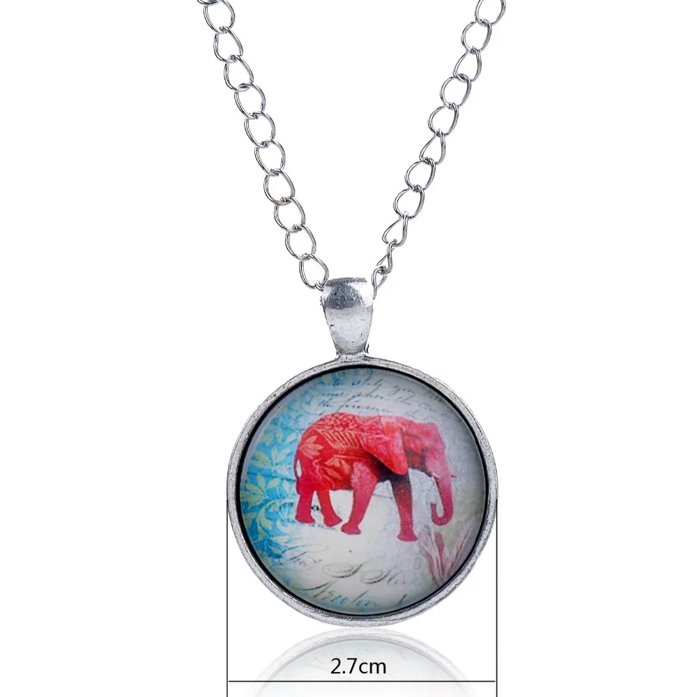 Lureme простой стиль ретро красный слон время драгоценный камень подвеска ожерелье