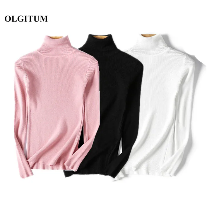 Turtleneck Sweater Women 2019 Autumn Winter Fashion Black Tops Knitted Pullovers Long Sleeve Jumper Pull Femme | Женская одежда