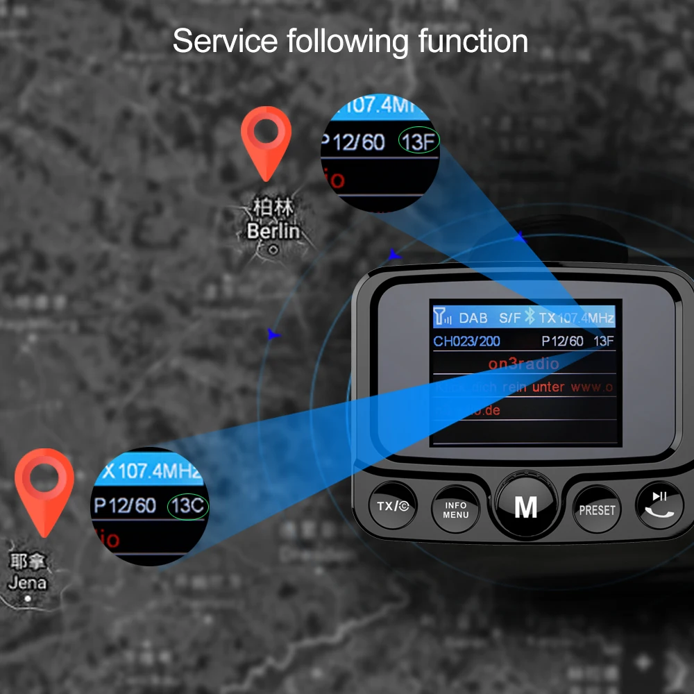 Автомобильный цифровой радиоприемник DAB 2 4 дюймов ЖК TFT цветной экран Bluetooth 64G SD/TF