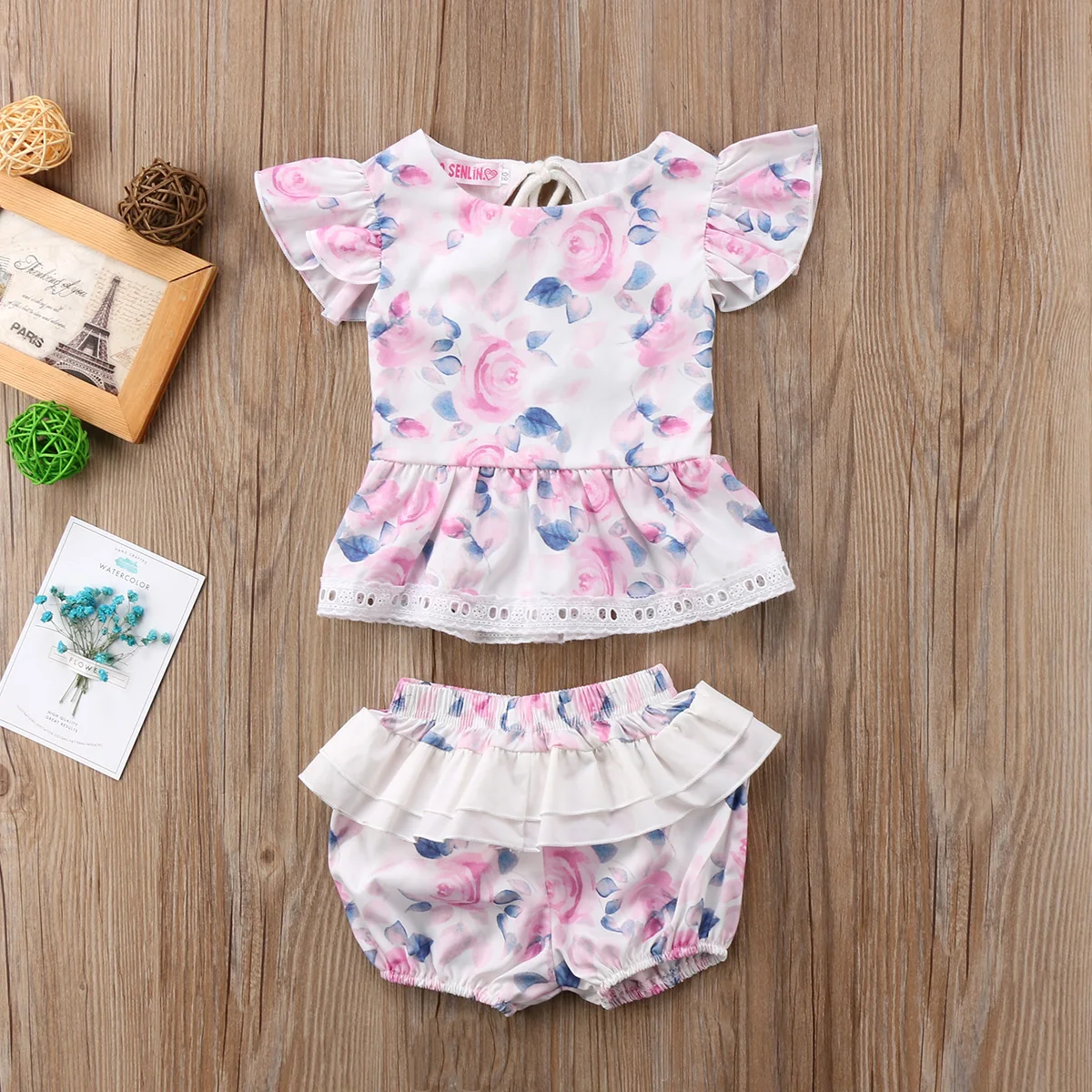 Летний комплект одежды для новорожденных девочек лето 2018 Новые Топы с открытой