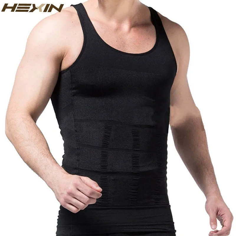HEXIN мужское Корректирующее белье для похудения, корсет, жилет, рубашка, компрессионное нижнее белье Abdo для мужчин, контроль живота, тонкая талия, Cincher, нижнее белье - Цвет: Черный