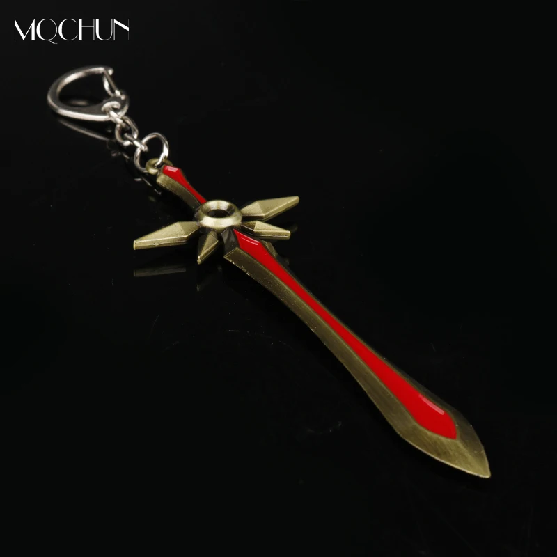 

MQCHUN Iron Solari Leona Shield Sword League LO L of Legends Weapon Keyring Keychain Metal Key Chain For Player's Christmas Gift