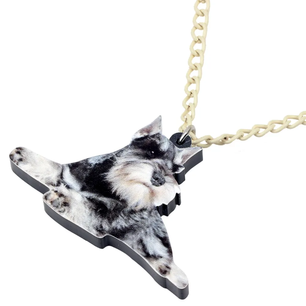 Bonsny Statement Acrylic Schnauzer Terrier Dog Necklace Pendant Chain Choker Novelty Animal Jewelry For Women Girls Gifts Charms | Украшения