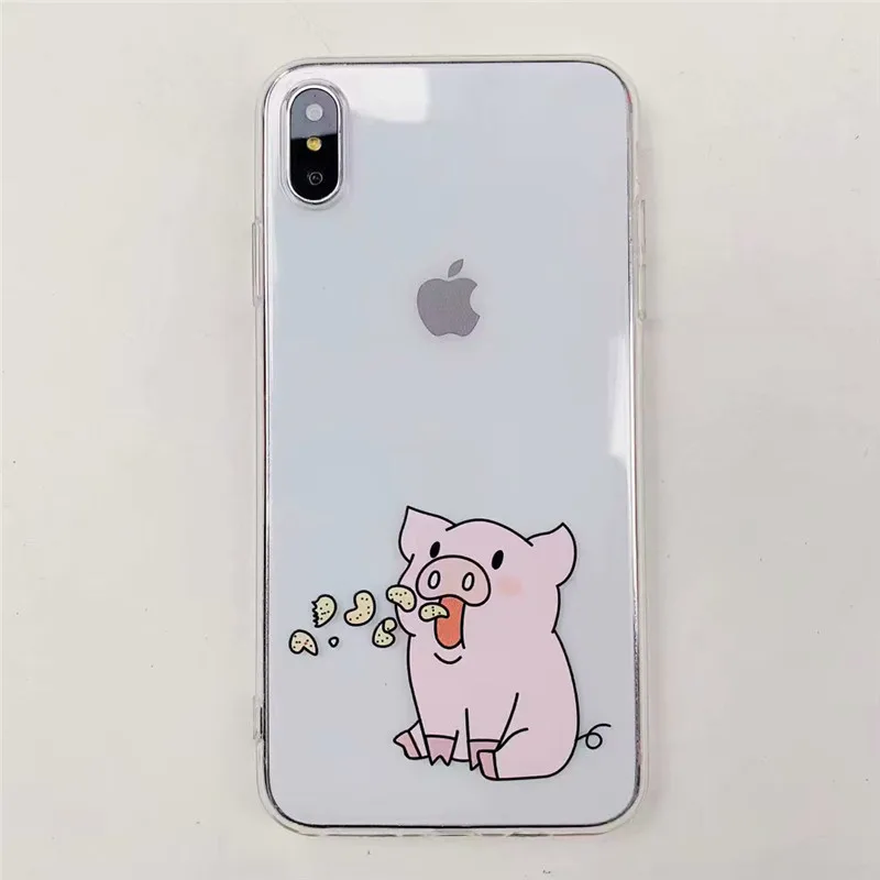 Чипсов свинья клип кукла чехол для iPhone X 8 7 Plus Модные прозрачные мягкий 6s XR XS MAX SZ203 |