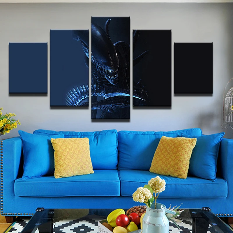 Современный домашний декор рамка для плаката модульная 5 шт. HD Печать Alien Predator