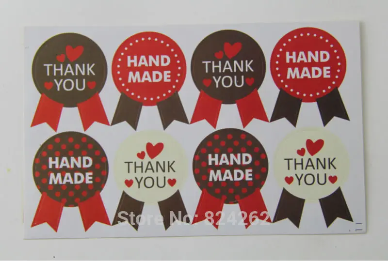 Handmade Sticker 100pcs/lot 35*45mm Vintage Stickers Kraft Label DIY Hand Made For Gift Cake Baking Sealing | Дом и сад