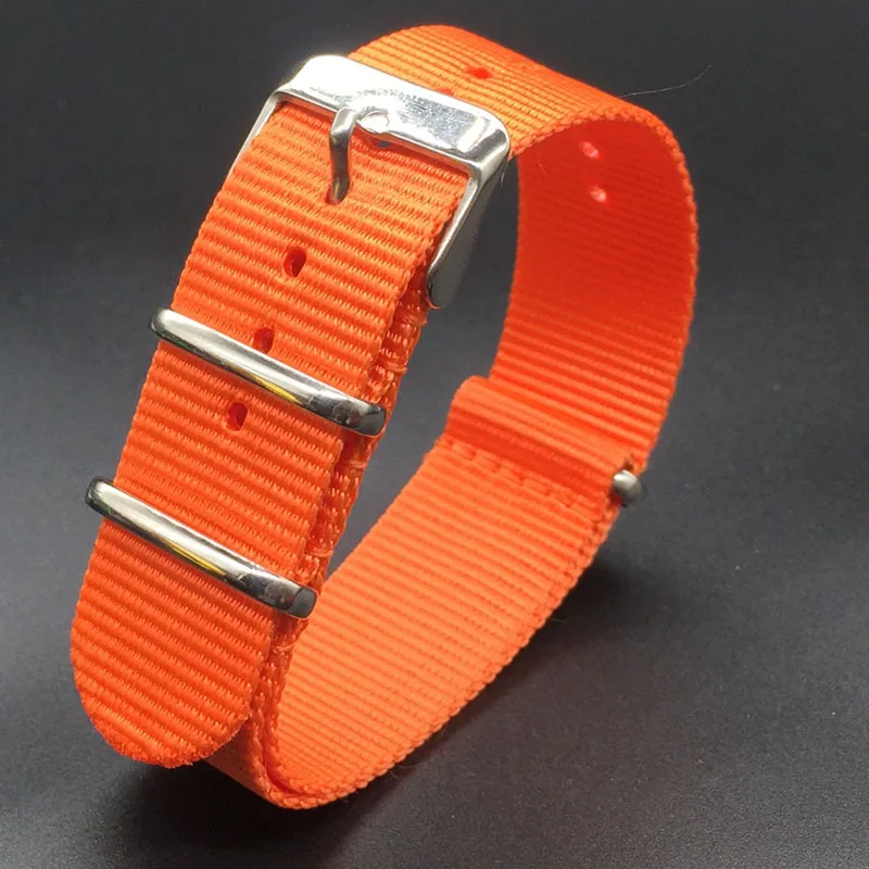 18 мм 20 22 нейлоновый ремешок для наручных часов серебряное кольцо Пряжка в полоску