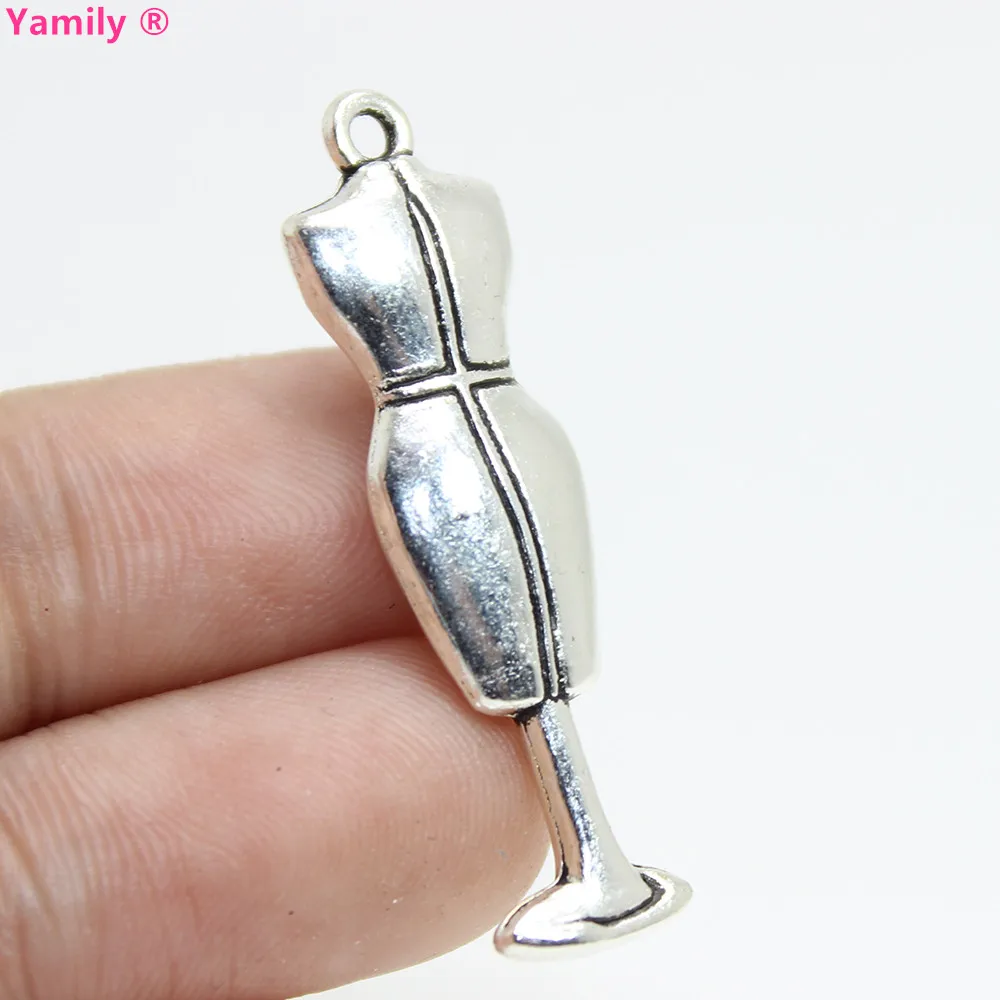 12 шт./10x38 подвески манекены в форме платья античные серебристые 3d|charm pendant|charms