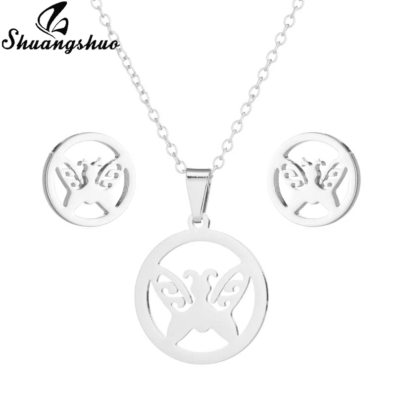 Jewelry TZ030S Shuangshuo Шарм браслет с бабочкой для женщин животных нержавеющая сталь звено цепи девушки браслет ювелирные изделия pulseras mujer - Окраска металла: Jewelry TZ030S