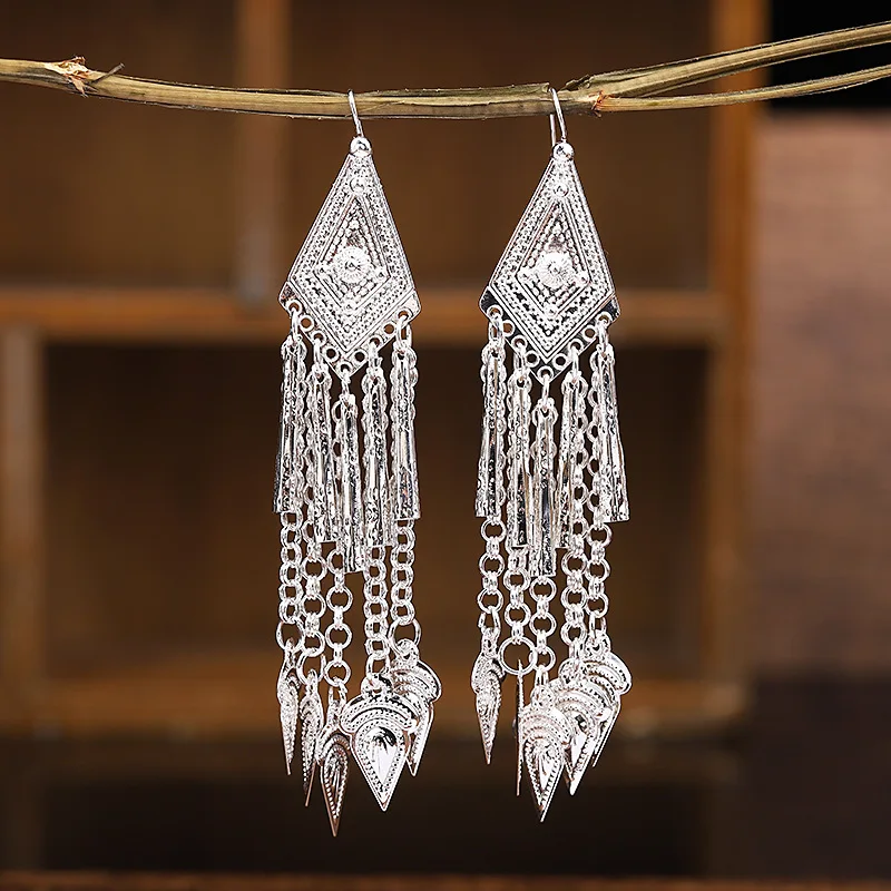 LosoDo этнические посеребренные геометрические забавные серьги для женщин