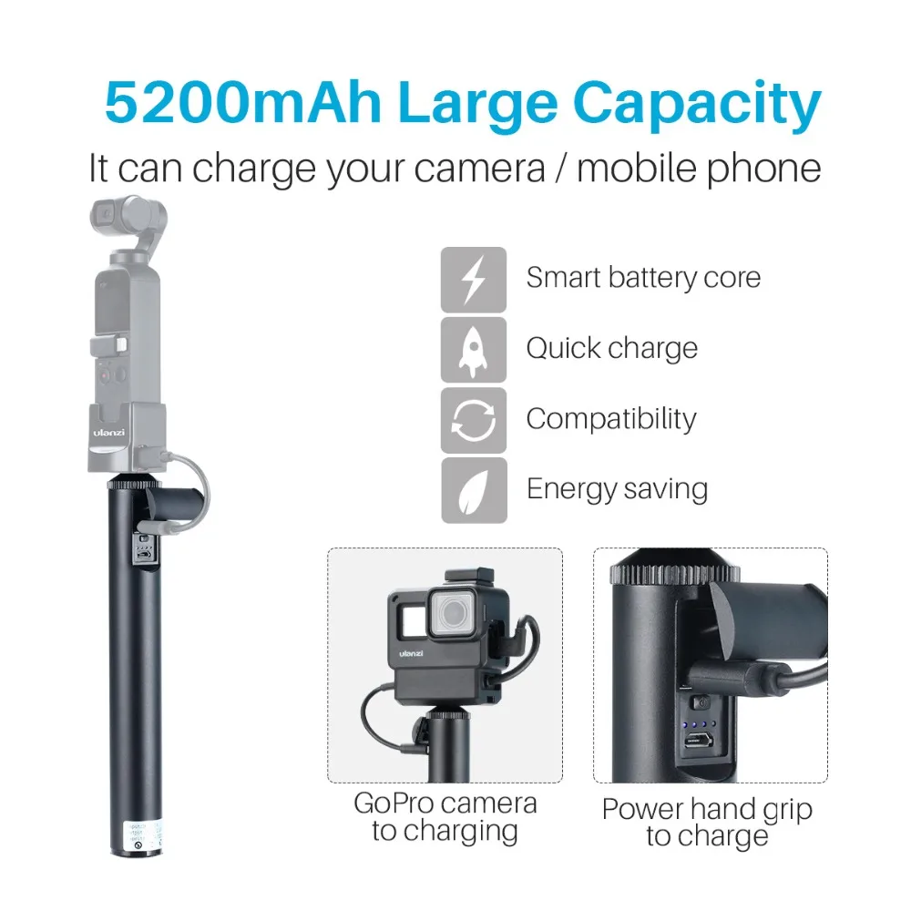 ULANZI BG-1 Power Bank Handgrip 5200 мАч перезаряжаемая батарея Внешнее зарядное устройство для