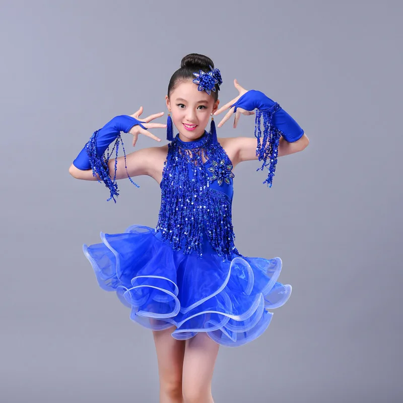 Танго Бальные платья для танцев дети бахрома Профессиональный блесток кисточкой